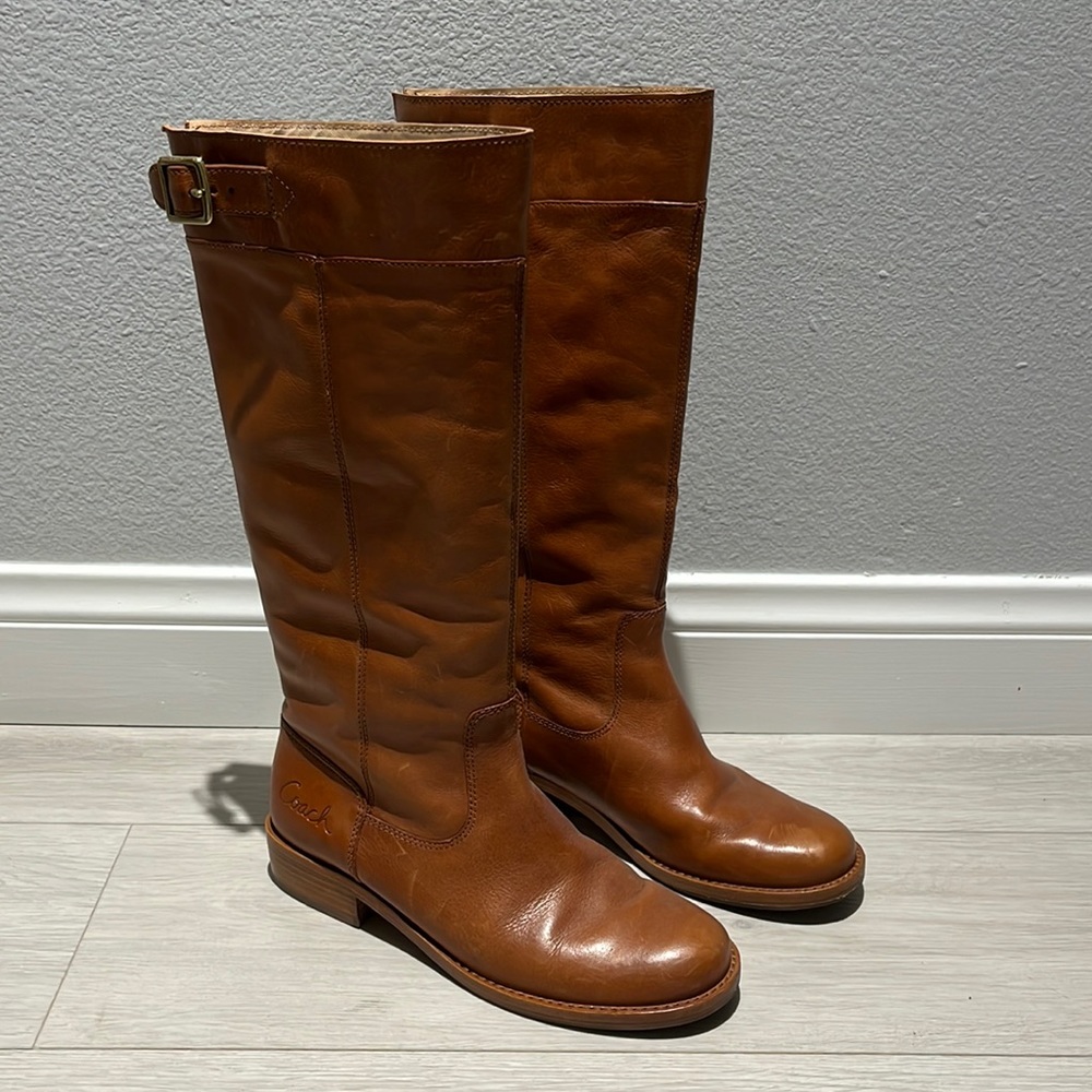 Coach Tall Tan Leather Equestrian Boots